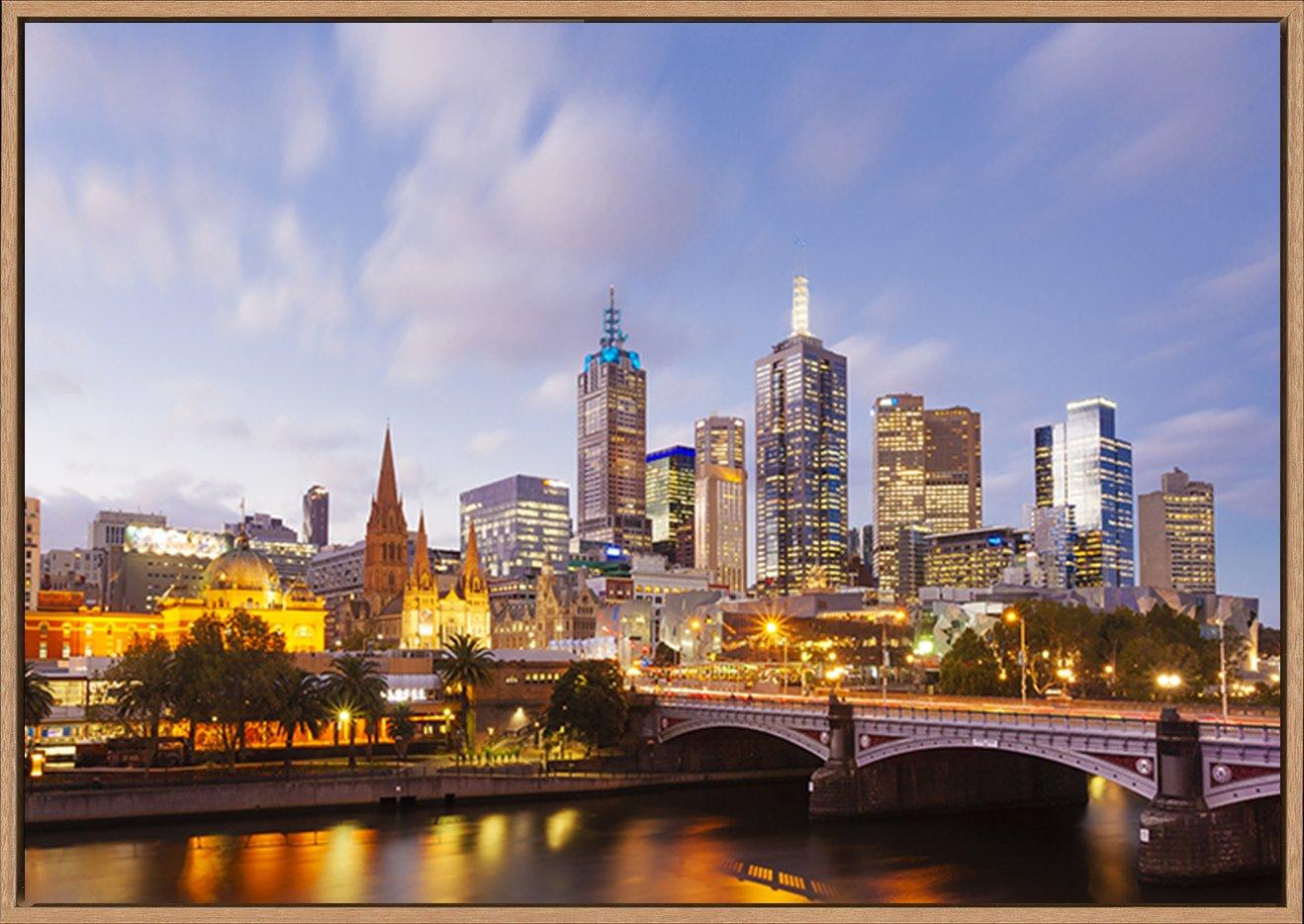 87503681 Melbourne city at sunset with yarra river and building architecture copy - ArtFramed