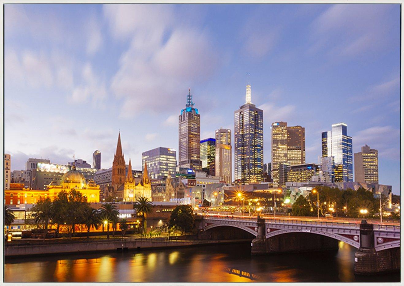 87503681 Melbourne city at sunset with yarra river and building architecture copy - ArtFramed