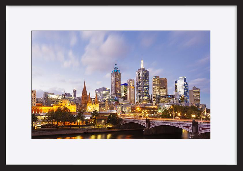 87503681 Melbourne city at sunset with yarra river and building architecture copy - ArtFramed